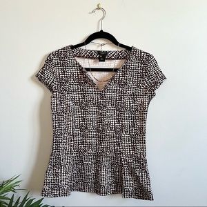 ANN TAYLOR Peplum Blouse in White, Black, + Purple